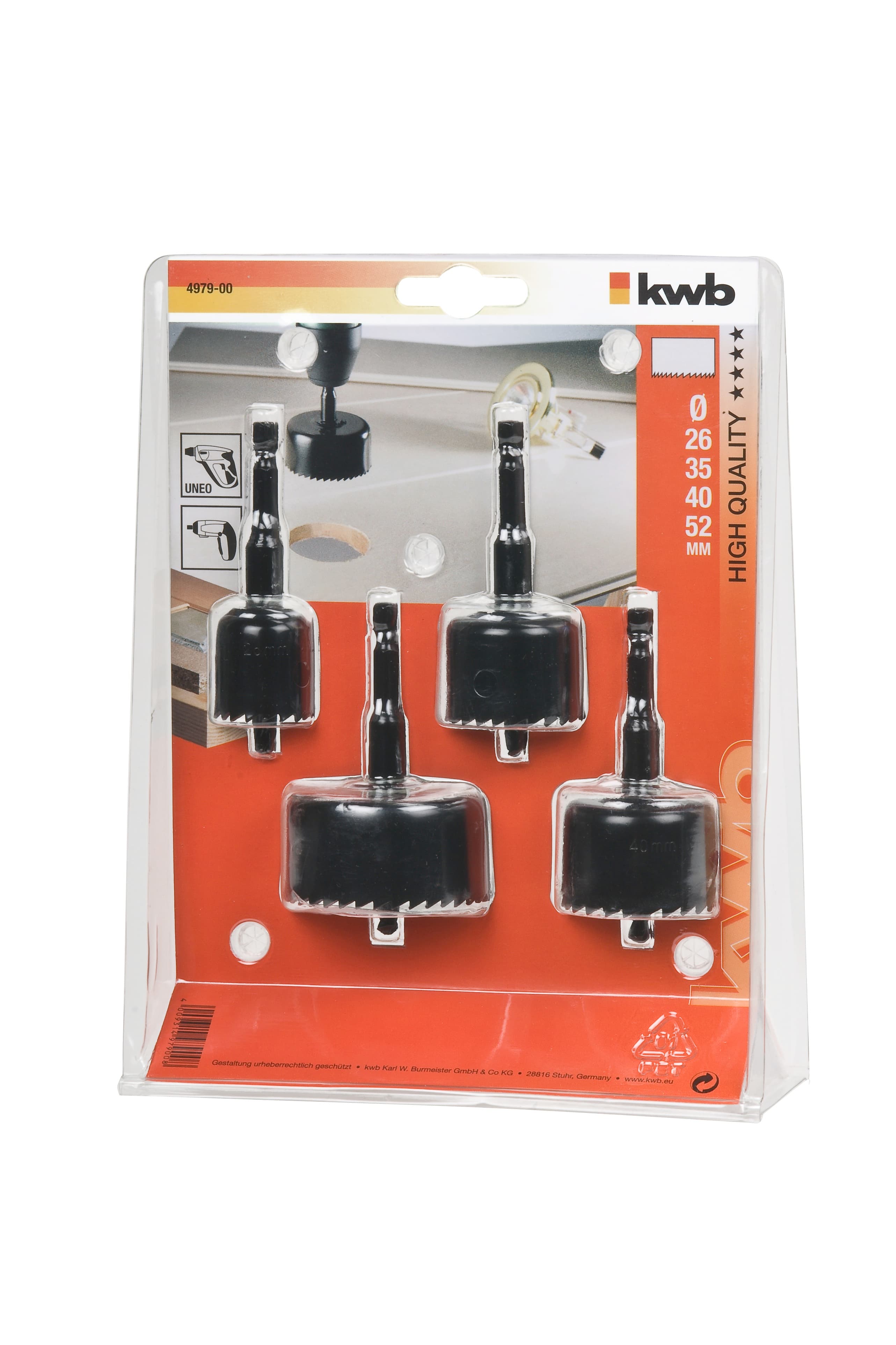 KWB 49497900 Set krunastih testera za drvo, za akumulatorske bušilice, 1/4", E6.3, 4 dela - slika 2