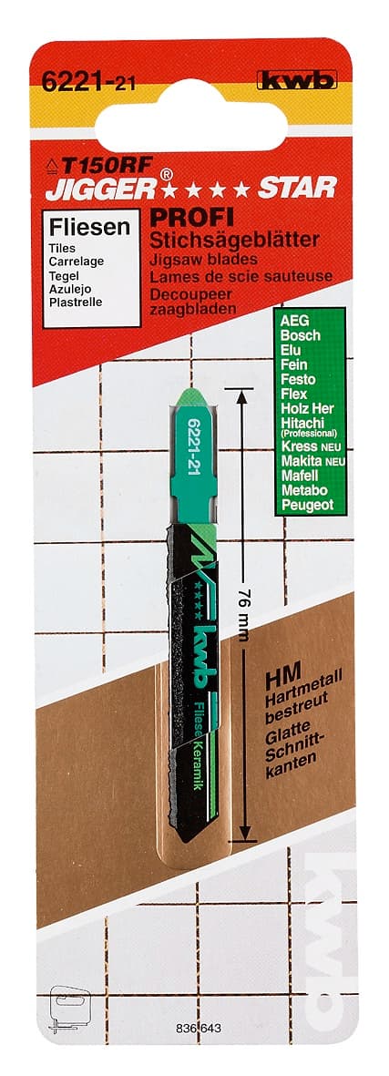 KWB 49621921 HM List za ubodnu testeru 77 1/1, za keramiku, grubi - slika 2