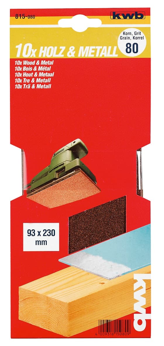 KWB 49815040 Brusni papir 93x230 GR40 10/1, drvo-metal, alu-oksid - slika 2