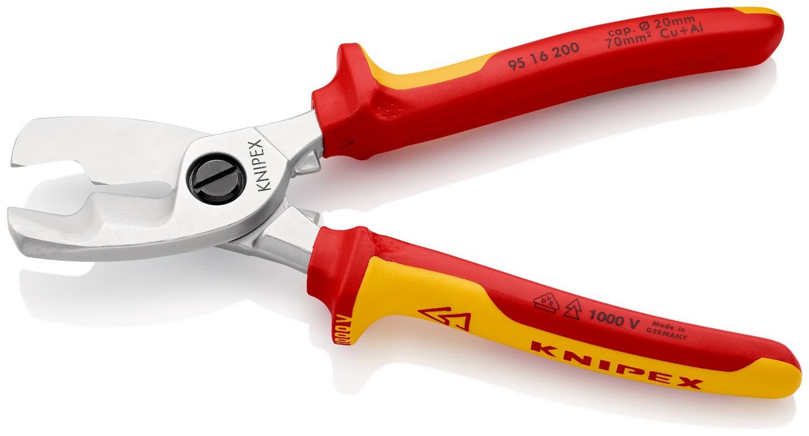 Knipex 95 16 200 Makaze za kablove sa dvostrukom oštricom izolovane, VDE, hromirane 200 mm - slika 3