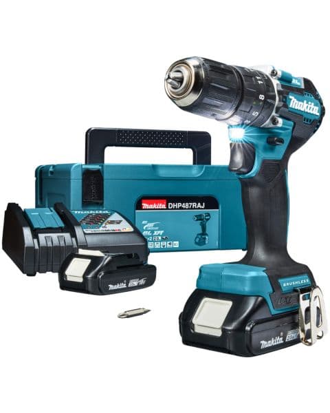 Makita Akumulatorska vibraciona bušilica-odvrtač DHP487RAJ, 18V, 2x2,0 Ah - slika 2