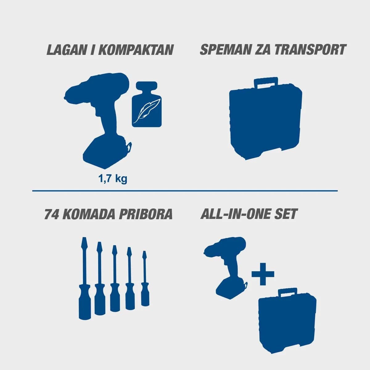 Scheppach aku bušilica odvijač sa 74 komada pribora IXES C-DTB74/1-X –Set - slika 2
