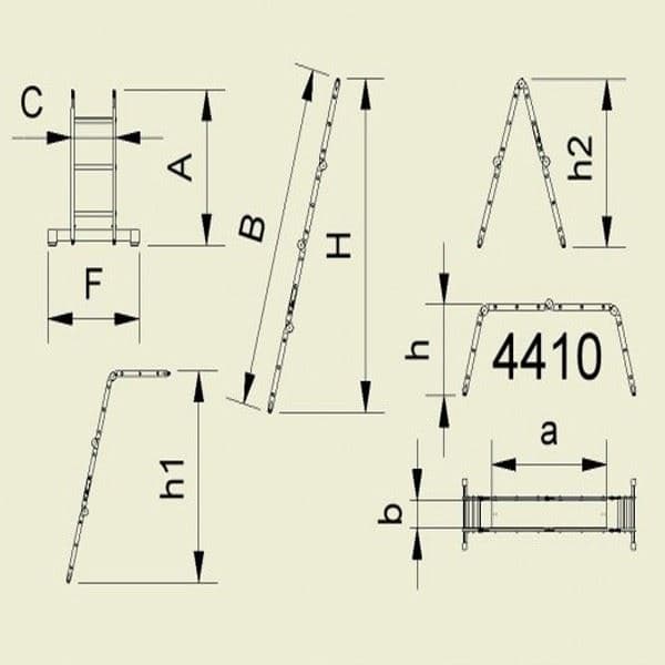 ALVE Aluminijumske trodelne merdevine FORTE (Profi) 3x10 2,98/6,95 m 8610 - slika 2