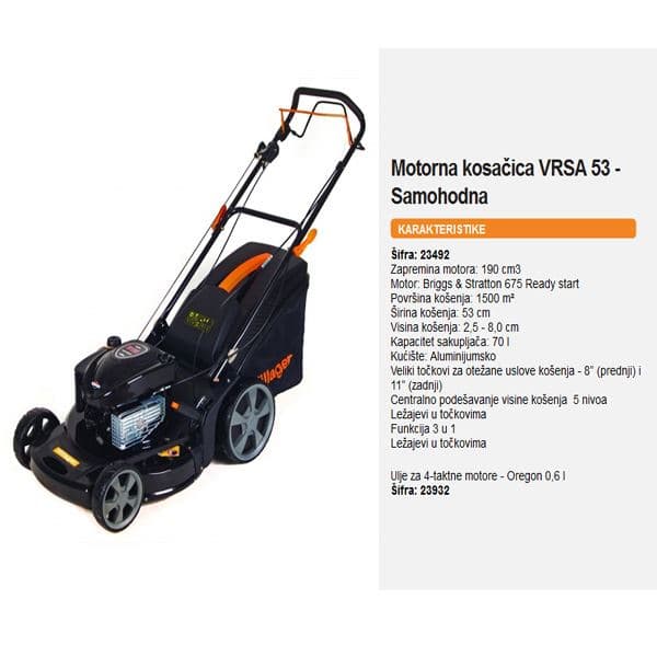 Villager VRSA 53 Motorna samohodna kosilica 190cm3 - slika 3