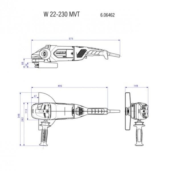 Metabo W 22-230 MVT ugaona brusilica, 2200W, 606462000 - slika 2