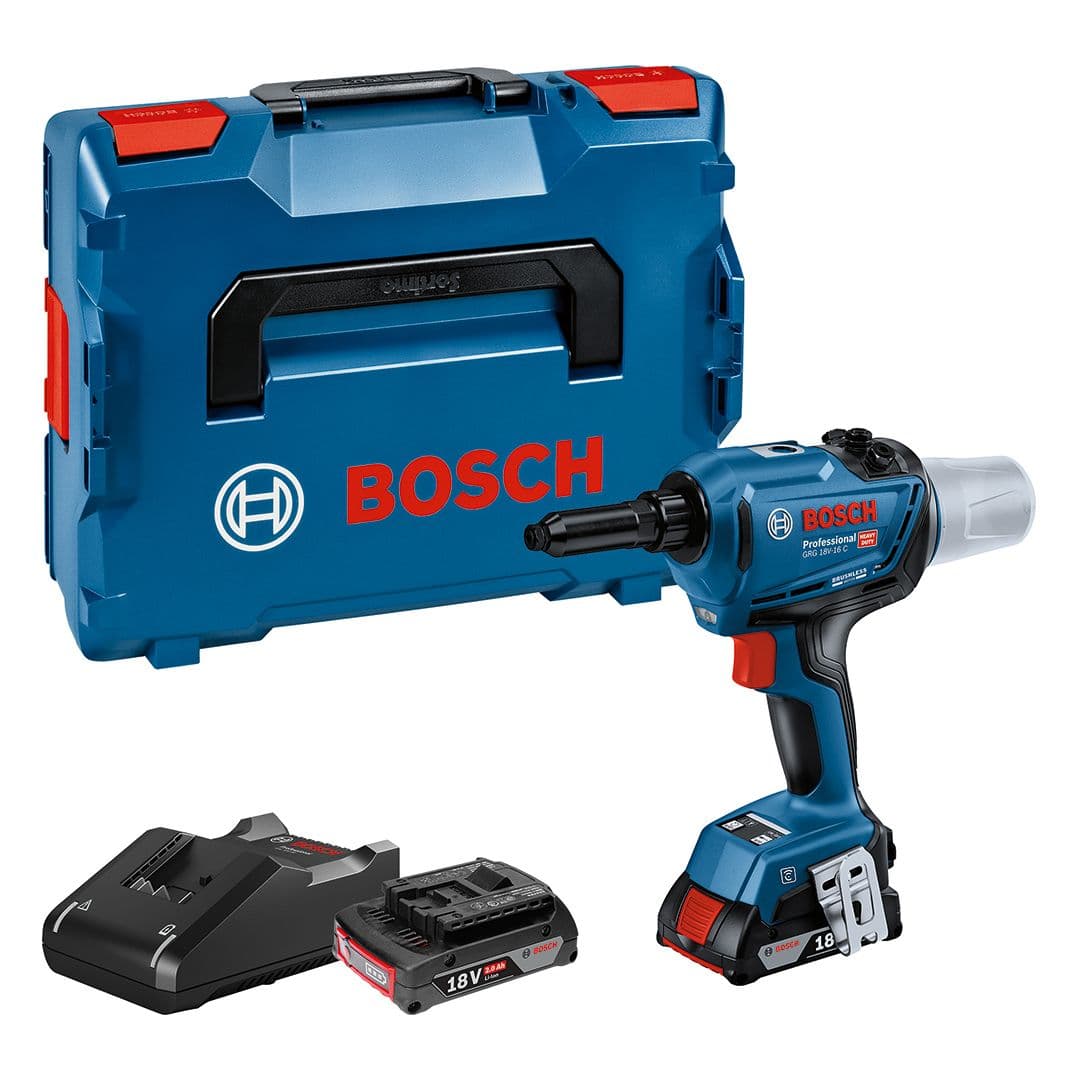 Akumulatorski pištolj za pop nitne Bosch GRG 18V-16 C, 2 x GBA 18V 2,0 Ah + L-Boxx kofer, 06019K5020