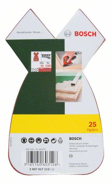 Bosch 2607017113 25-delni set brusnih listova za multi-brusilicu, granulacija 80, 120, 180 - slika 2