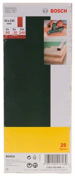 Bosch 2607019498 25-delni set brusnih listova za vibracionu brusilicu, granulacija 60, 80, 120, 240 - slika 2