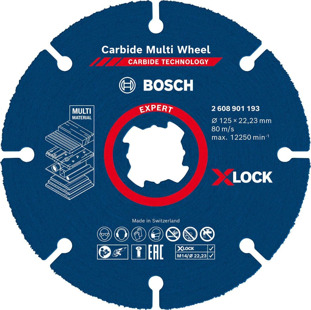 Bosch EXPERT X-LOCK Carbide Multi Wheel rezna ploča 125 x 22, 23 x 1, 0mm, pakovanje 10 komada, 2608901195