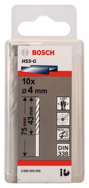 Bosch 2608595059 Burgije za metal HSS-G, DIN 338, 4x43x75mm, 10/1 - slika 2