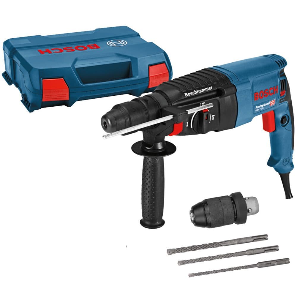 Elektro-pneumatski čekić Bosch GBH 2-26 F + 3-delni set SDS-plus burgija u koferu, 06112A4003