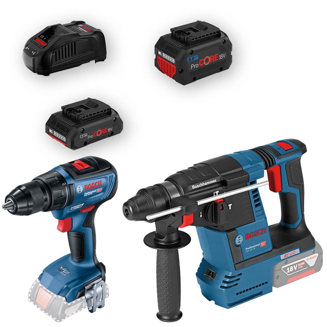 Set Bosch aku alata GBH 18V-26 + GSR 18V-50, 1x8,0Ah + 1x4,0 Ah ProCORE 18V, 0615990N1X