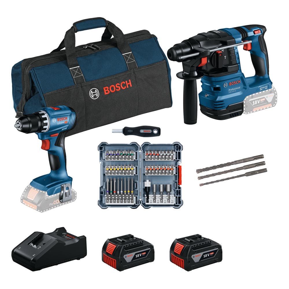 Bosch akumulatorski set GBH 18V-22 + GSR 18V-45 + 2 x 18V 5,0Ah + torba i set pribora, 0615V0003D - slika 2
