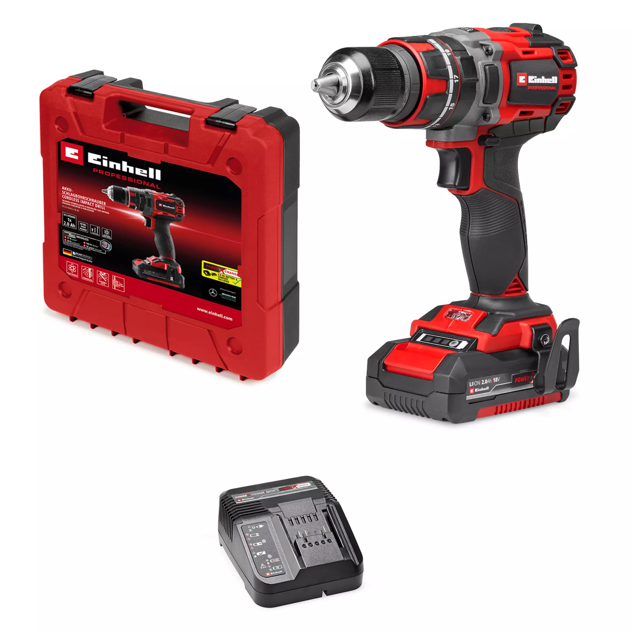 Einhell TP-CD 18/60 Li-i BL akumulatorska udarna bušilica, sa 2.0Ah baterijom i punjačem