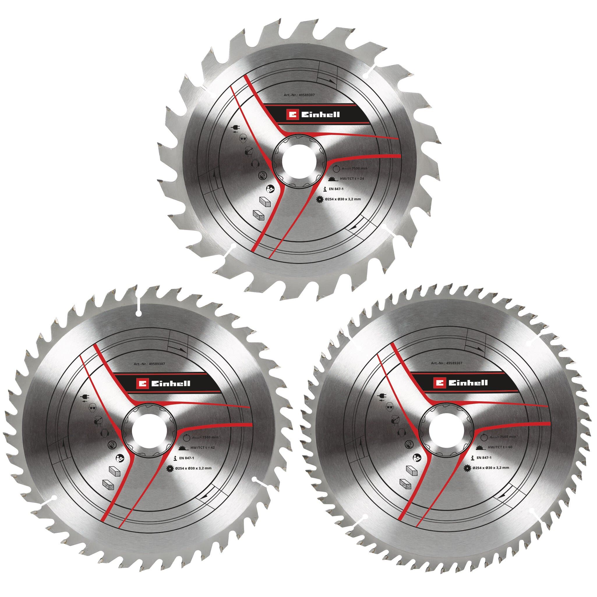 Einhell TCT rezni listovi 254x30x3.2mm T24/42/60, 3kom