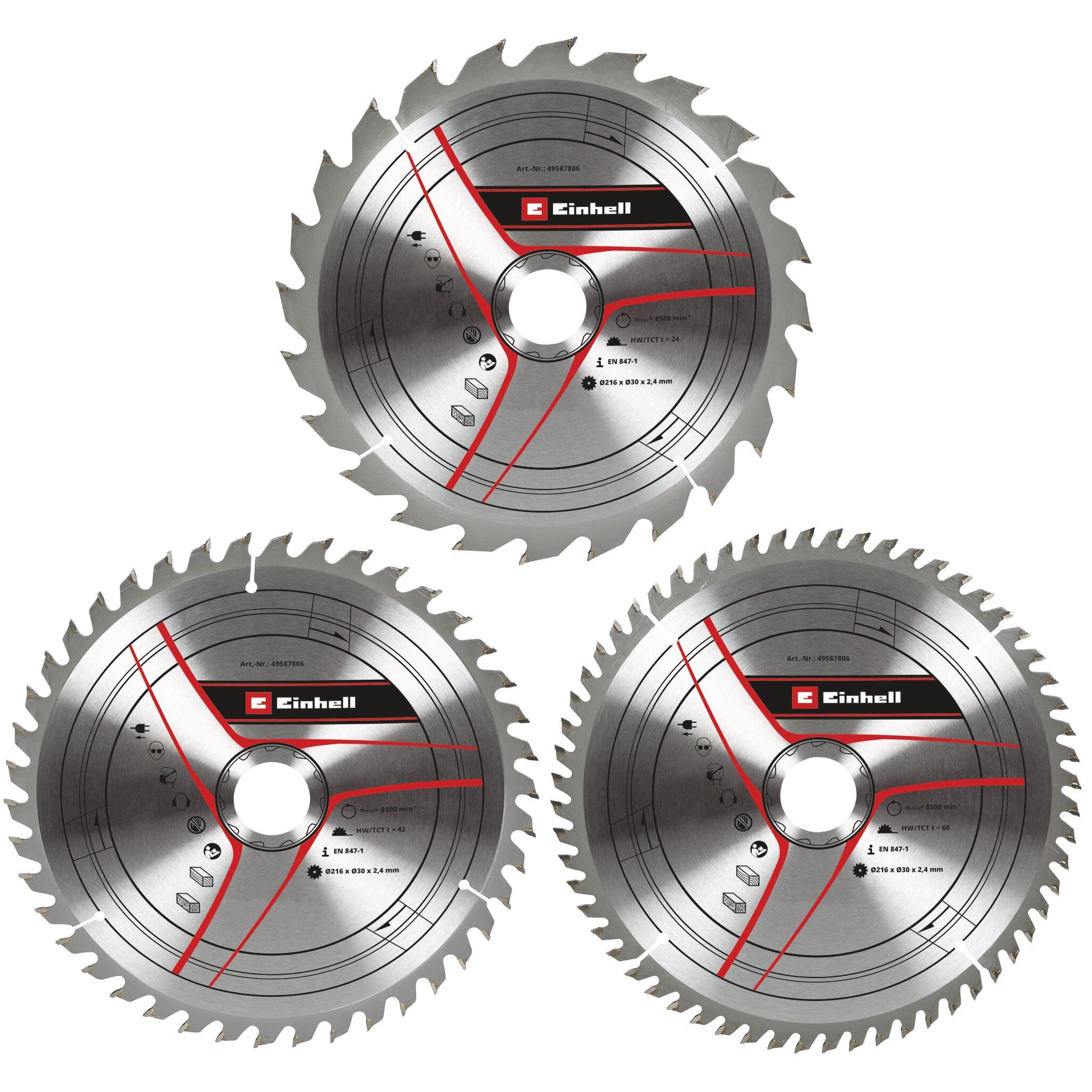 Einhell TCT rezni listovi 216x30x2.4mm, T24/42/60, 3kom
