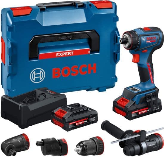 Bosch EXPERT EXSR18V-90FC akumulatorska bušilica - odvrtač, 18V, sa 2x4Ah baterije i punjačem, sa 4 FC nastavka