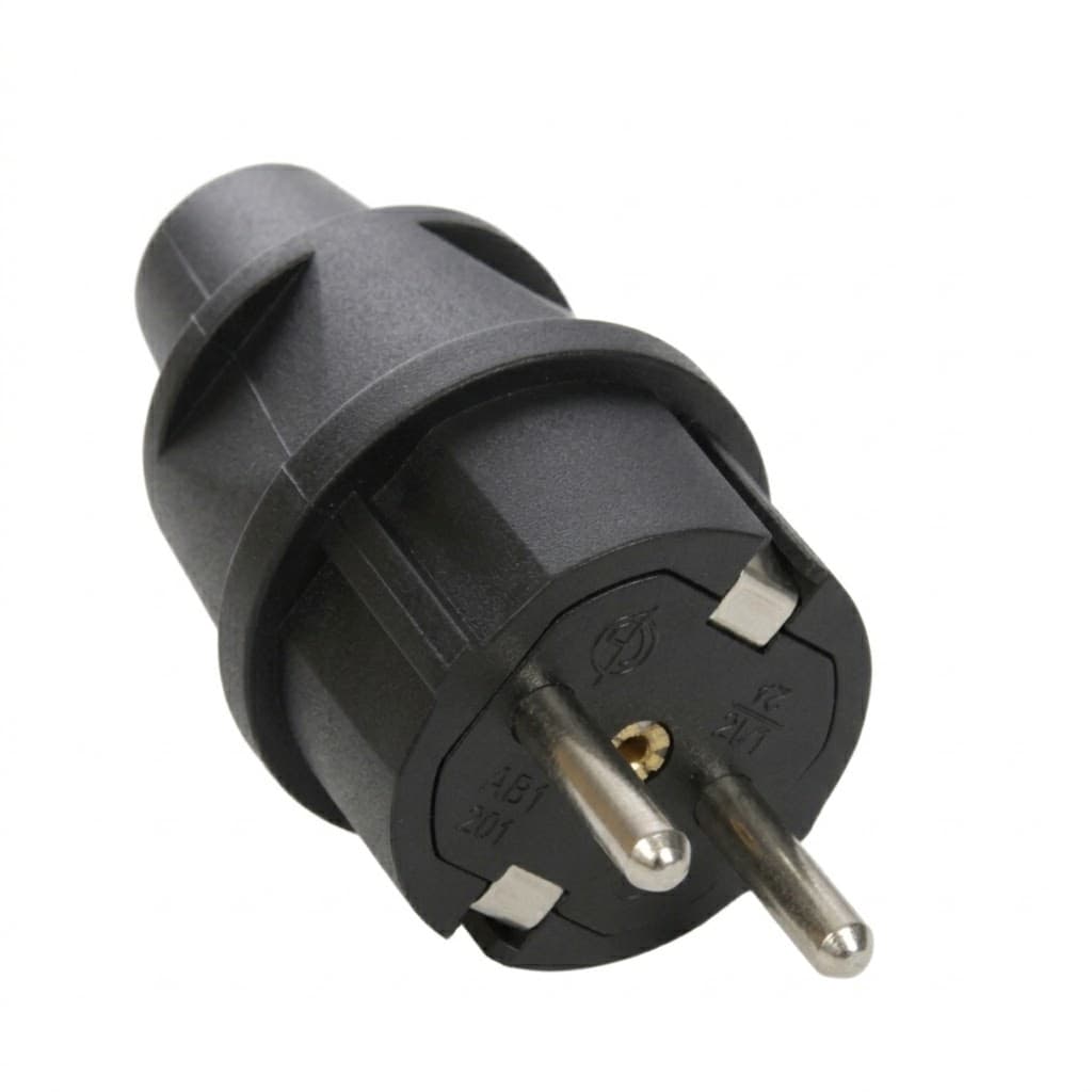 Elco 20203 dvopolni utikač "R" sa kontaktom za uzemljenje, crne boje, 16A/250V