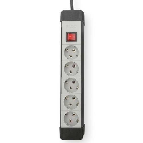 Elco 20121 modularna petostruka priključnica sa prekidačem, sa 3m provodnika, 16A/250V