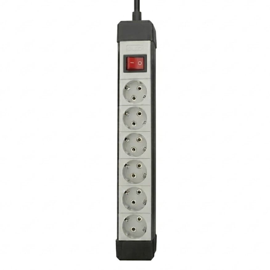 Elco 20123 modularna šestostruka priključnica sa prekidačem, sa 2m provodnika, 16A/250V