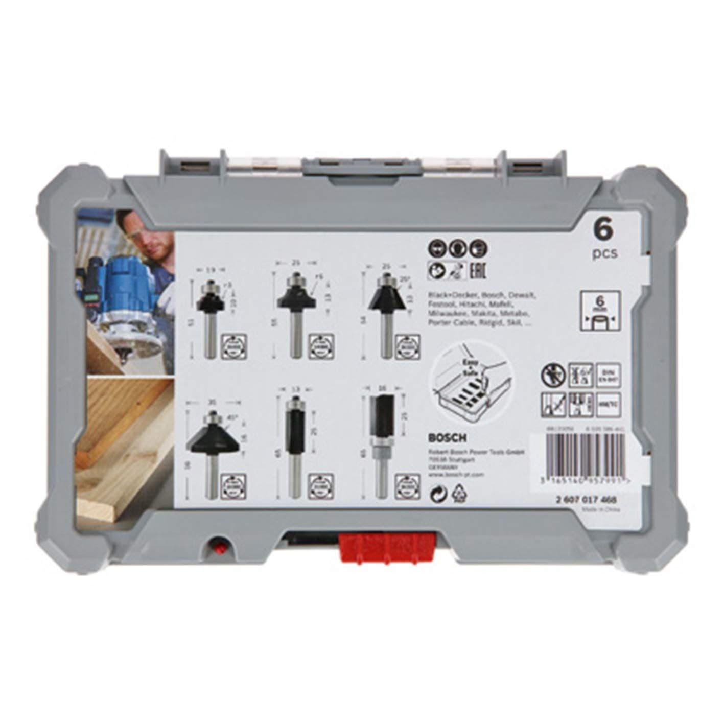 Komplet glodala, 6 komada, Trim&Edging držač od 6 mm Bosch 2607017468 - slika 3