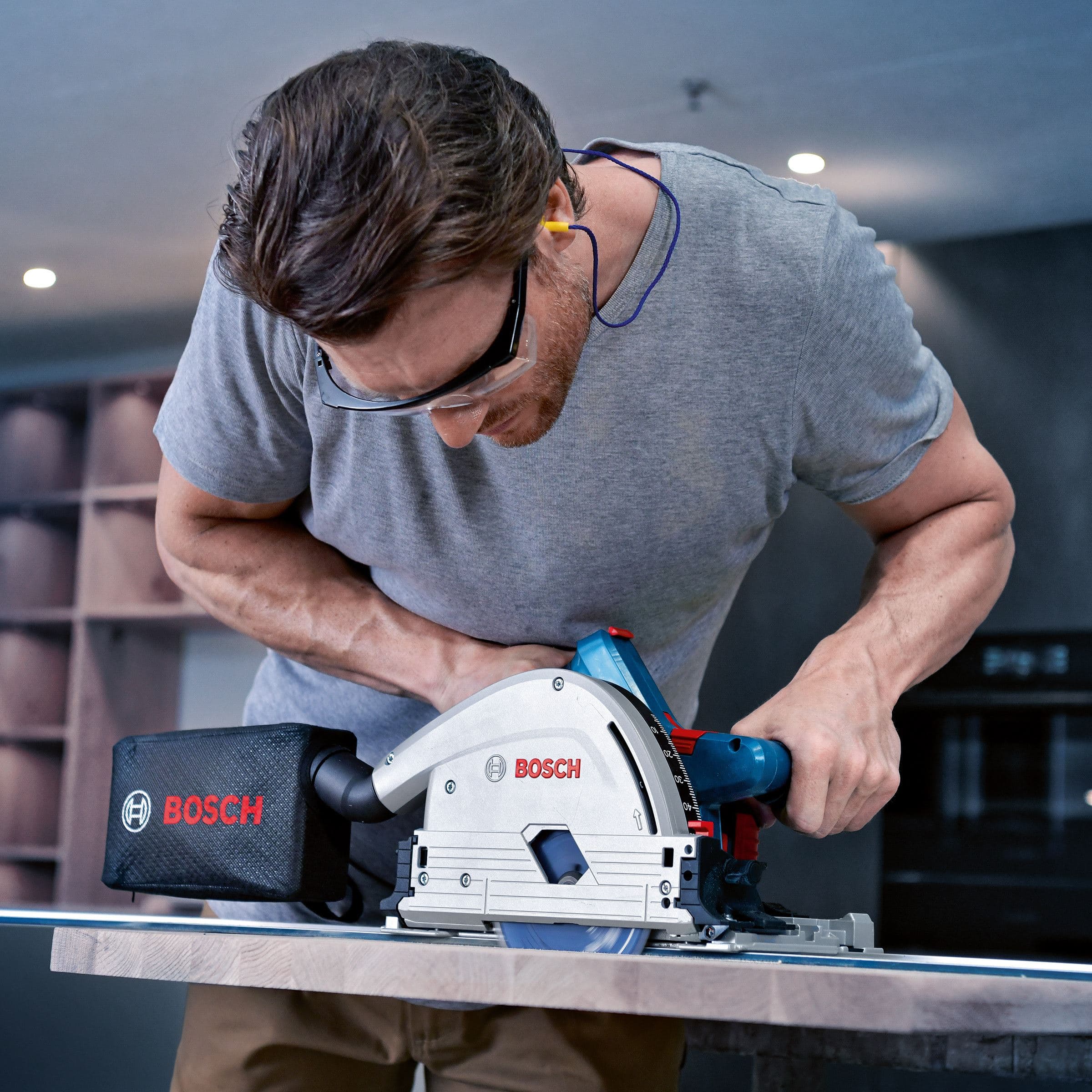 Bosch GKT 18V-52 GC Akumulatorski uranjajući cirkular + L-Boxx 238 - slika 13