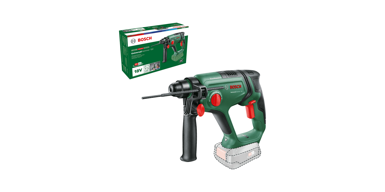 Bosch UniversalHammer 18V Akumulatorska rotaciona čekić bušilica, Solo + adapter 06039D6001 - slika 2