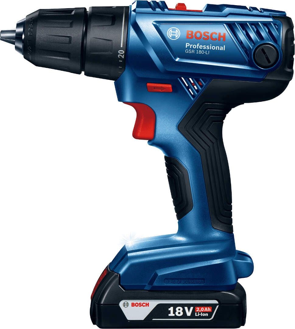 Bosch GSR 180 Li Akumulatorska bušilica - odvrtač 18V, 2x2,0Ah u koferu + 23-delni set pribora - slika 2