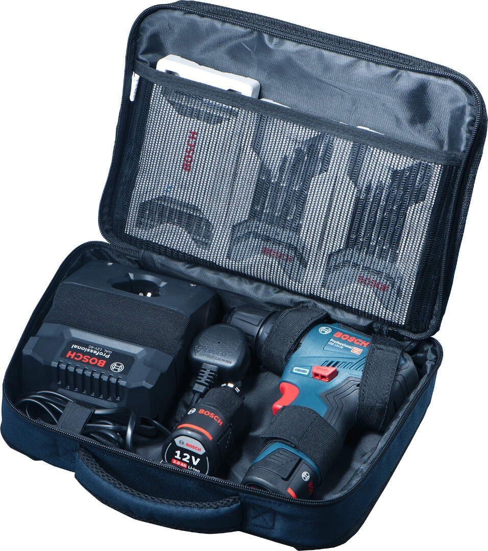 Bosch Akumulatorska vibraciona bušilica - odvrtač GSB 12V-30 + 39-delni set pribora, 2x2,0Ah - slika 2