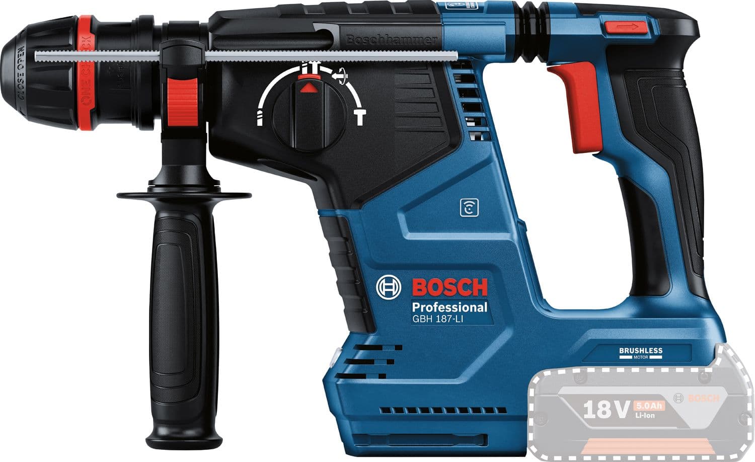 Bosch GBH 187-LI akumulatorski elektro-pneumatski čekić, One Chuck stezna glava, 2x5,0Ah, 0611923121 - slika 7