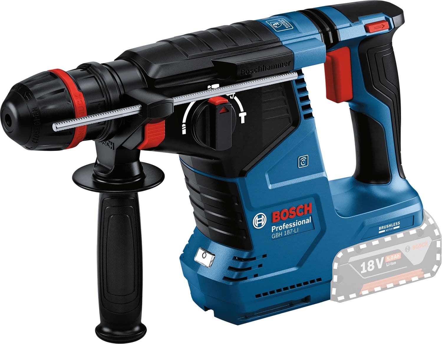 Bosch GBH 187-LI akumulatorski elektro-pneumatski čekić, One Chuck stezna glava, 2x5,0Ah, 0611923121 - slika 6