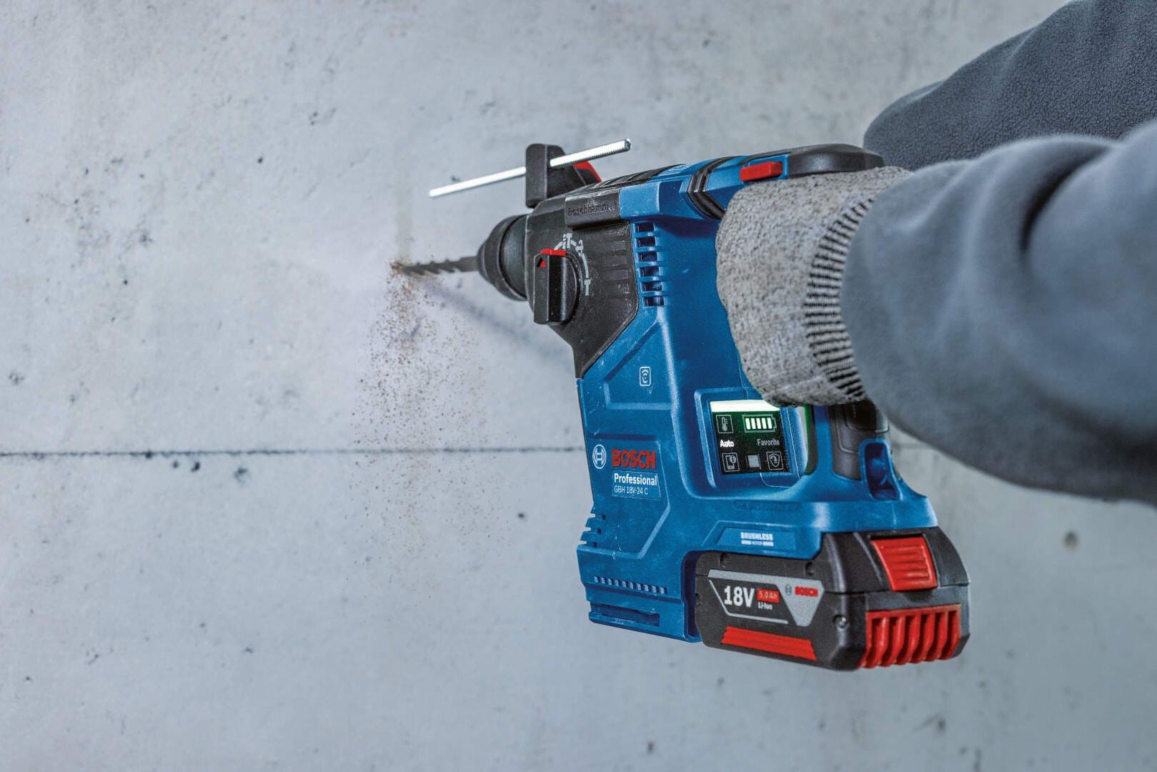 Bosch GBH 187-LI akumulatorski elektro-pneumatski čekić, One Chuck stezna glava, 2x5,0Ah, 0611923121 - slika 2