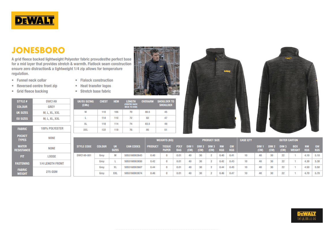DeWalt DWC149-004 Jonesboro rastegljiva dukserica sa rajferšlusom - slika 4