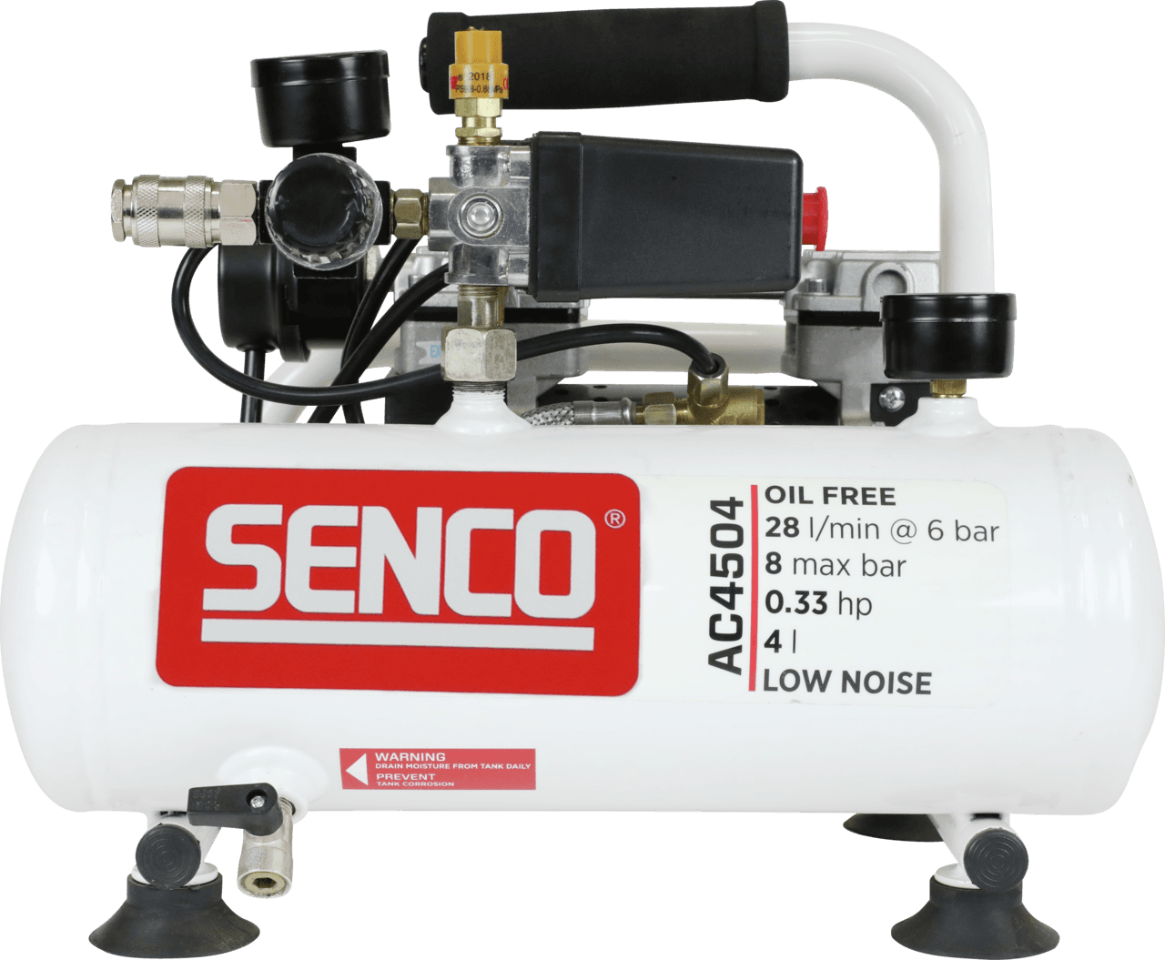 Senco AC4504 bezuljni, bešumni kompresor za vazduh, 4l, 8 bar, 0.24kW - slika 2
