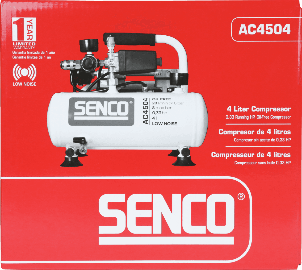 Senco AC4504 bezuljni, bešumni kompresor za vazduh, 4l, 8 bar, 0.24kW - slika 4