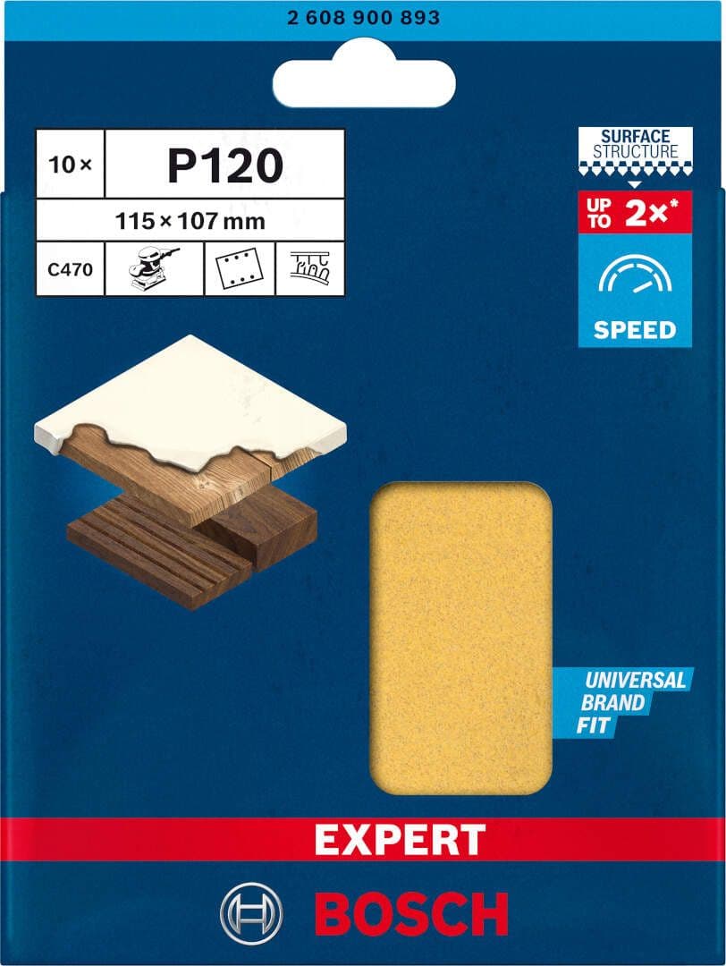 Bosch EXPERT brusni list C470, 115 x 107mm, granulacija 120, pakovanje od 10 komada, 2608900893