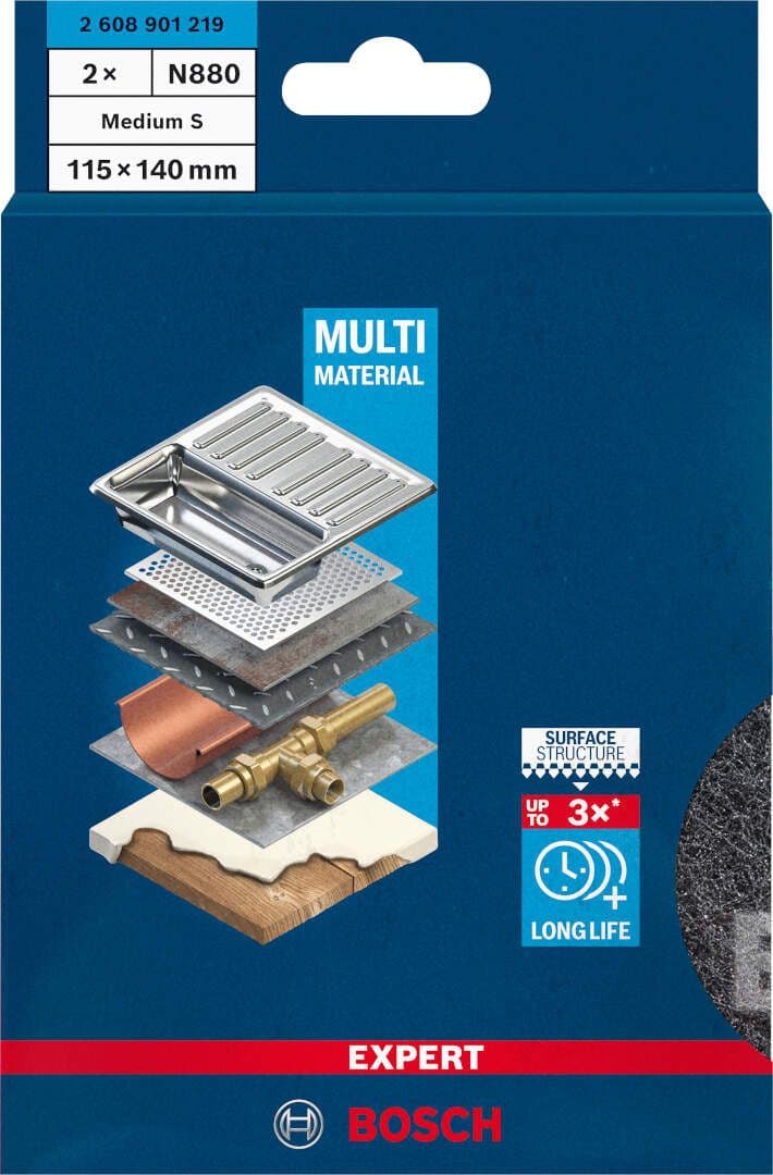Bosch EXPERT N880 podloga od filca za ručno brušenje od 115 x 140 mm, srednje S, pakovanje od 2 komada, 2608901219