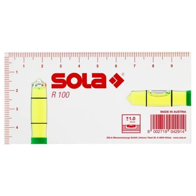 Sola R100 zeleno posebno akrilana libela, 10cm