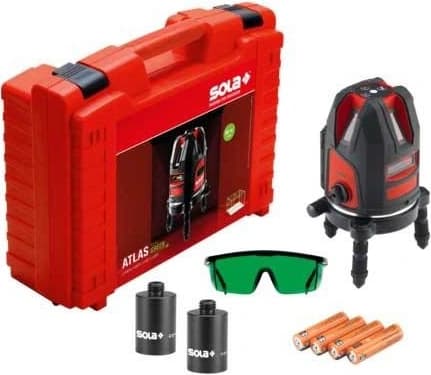 Sola ATLAS GREEN linijski laser sa tačkom, sa 4x1.5V AA baterije i koferom
