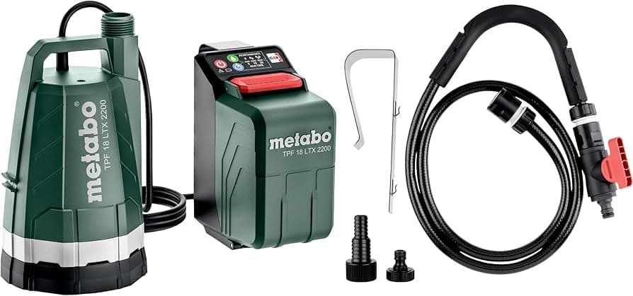 Metabo MET 601729850 akumulatorska potapajuća pumpa za kišnicu i čistu vodu, 18V, bez baterije i punjača