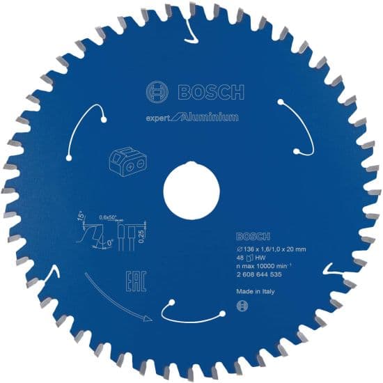 Bosch EXPERT Aluminium cordless list kružne testere, 136x1.6/1x20mm, T48, 2608902116