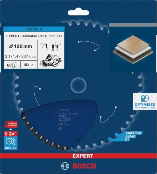Bosch EXPERT Laminated Panel cordless list kružne testere, 190x2.1/1.4x30mm, T60, 2608902128 - slika 2