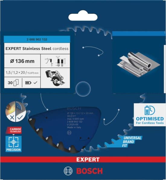 Bosch EXPERT Stainless Steel aku list kružne testere, 136x1.5/1.2x20mm, T30, 2608902132 - slika 2