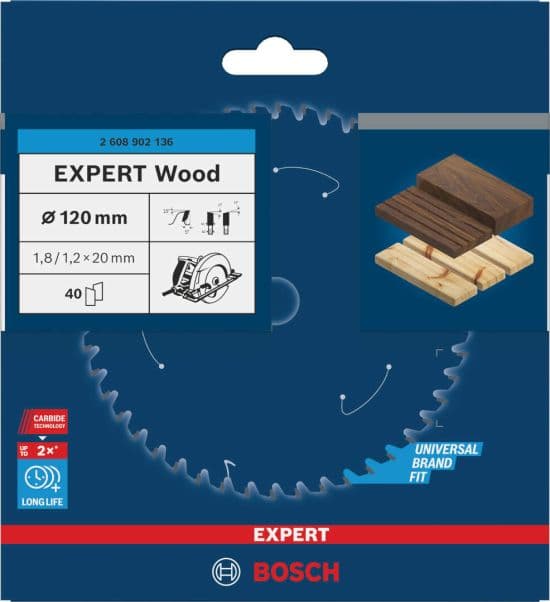 Bosch EXPERT Wood list kružne testere, 120x1.8/1.2x20mm, T40, 2608902136 - slika 2