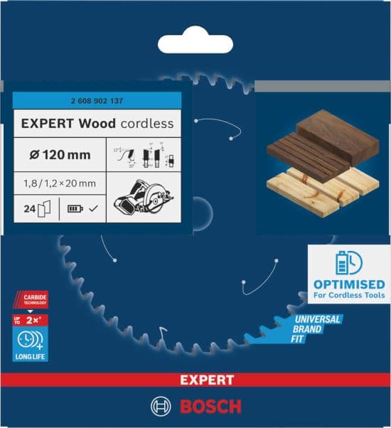 Bosch EXPERT Wood aku list kružne testere, 120x1.8/1.2x20mm, T24, 2608902137 - slika 2