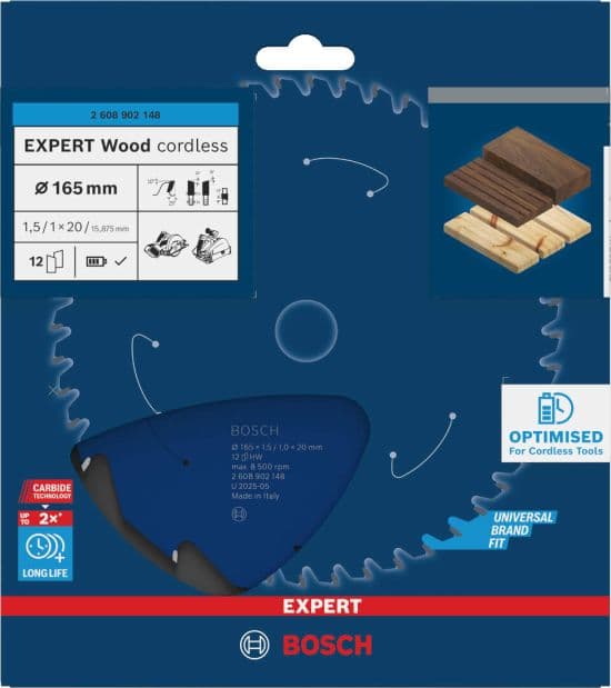 Bosch EXPERT Wood cordless list kružne testere, 165x1.5/1x20mm, T12, 2608902148 - slika 2