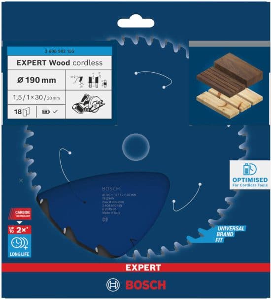 Bosch EXPERT Wood cordless list kružne testere, 190x1.5/1x30mm, T18, 2608902155 - slika 2