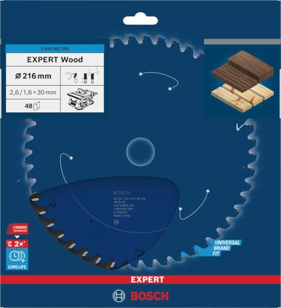 Bosch EXPERT Wood list kružne testere, 216x2.6/1.6x30mm, T48, 2608902206 - slika 2