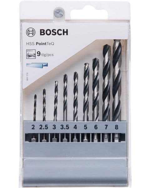 Bosch HSS spiralna burgija PointTeQ 2,0/2,5/3,0/3,5/4,0/5,0/6,0/7,0/8,0 mm sa šestougaonim HEX prihvatom pakovanje od 9 komada - 2607002826