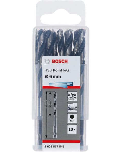 Bosch HSS spiralna burgija PointTeQ 6,0 mm sa šestougaonim HEX prihvatom pakovanje od 10 komada - 2608577546